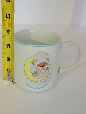SLEEP TIME Bear Wallace Berrie on Moon Ceramic Mug - Pastel Yellow & Light Blue